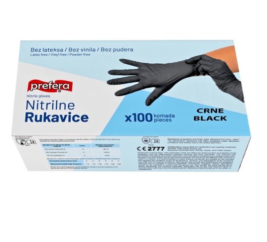 RUKAVICE NITRILNE  CRNE 100/1 VEL.XL
